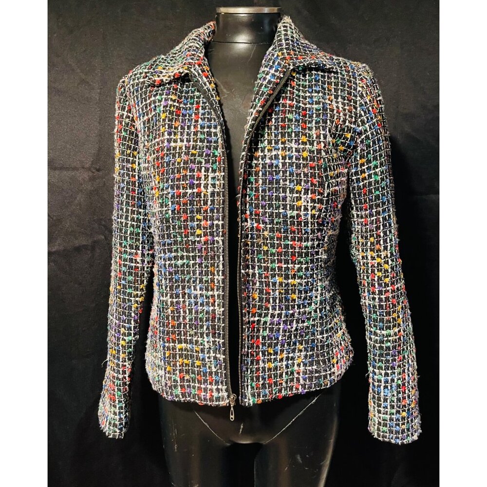 Christopher & Banks Wool Blend Blazer Jacket Rainbow Tweed Womens Sz Small